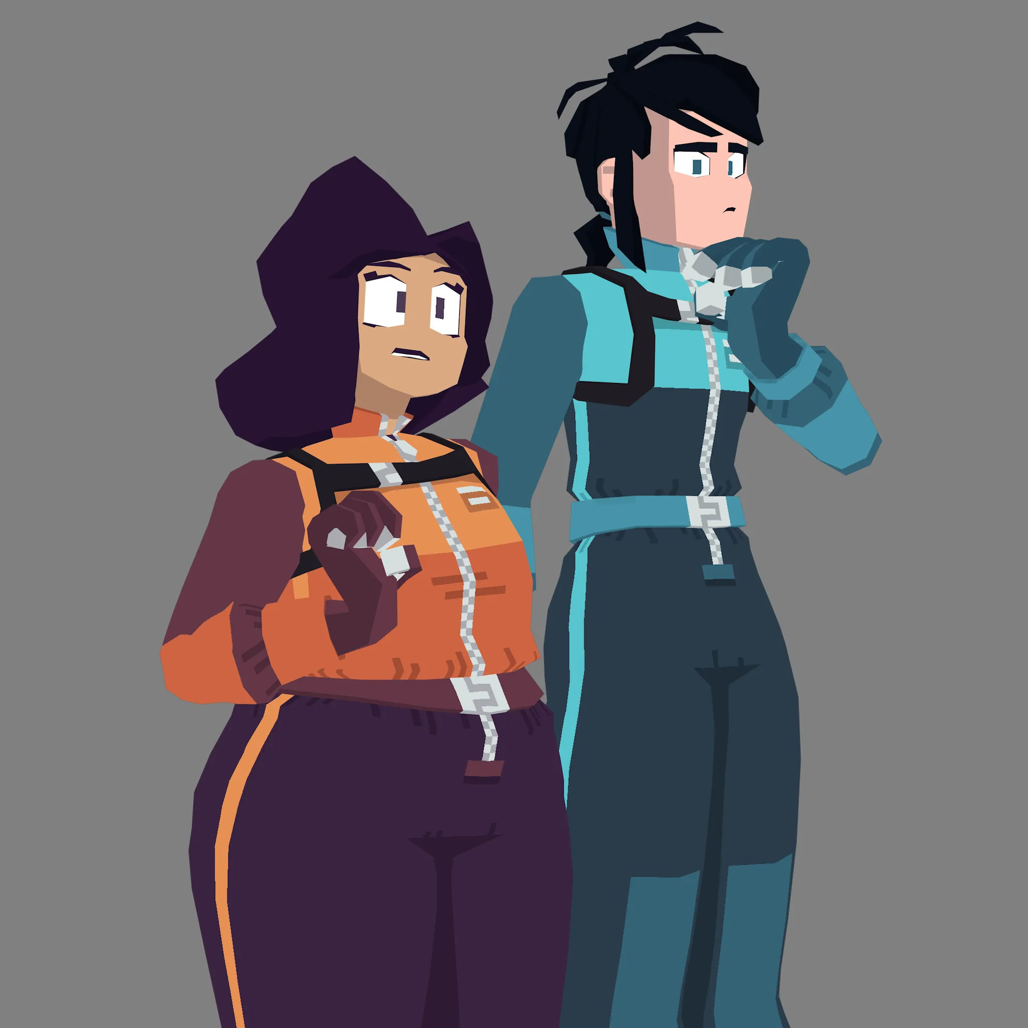 new Renee and Tobert posing next to each other, with fullbright shading