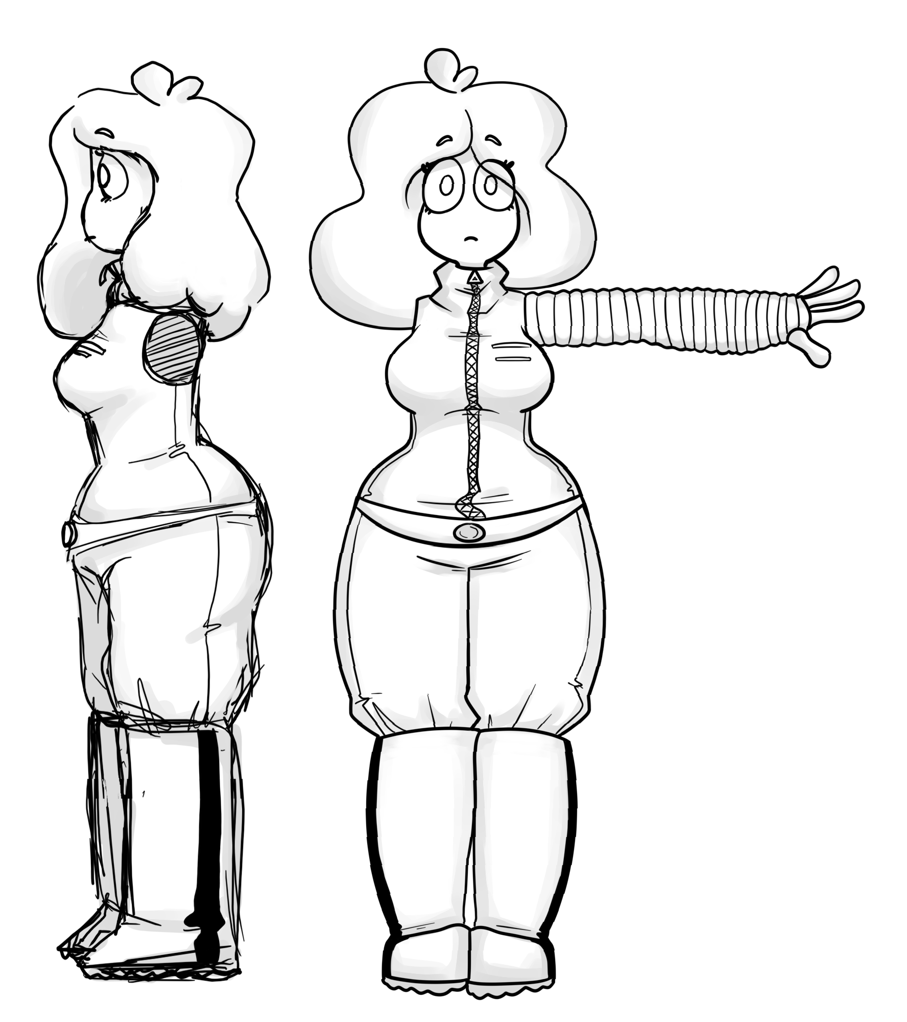 a reference sheet sketch of Renee&#x27;s front and side